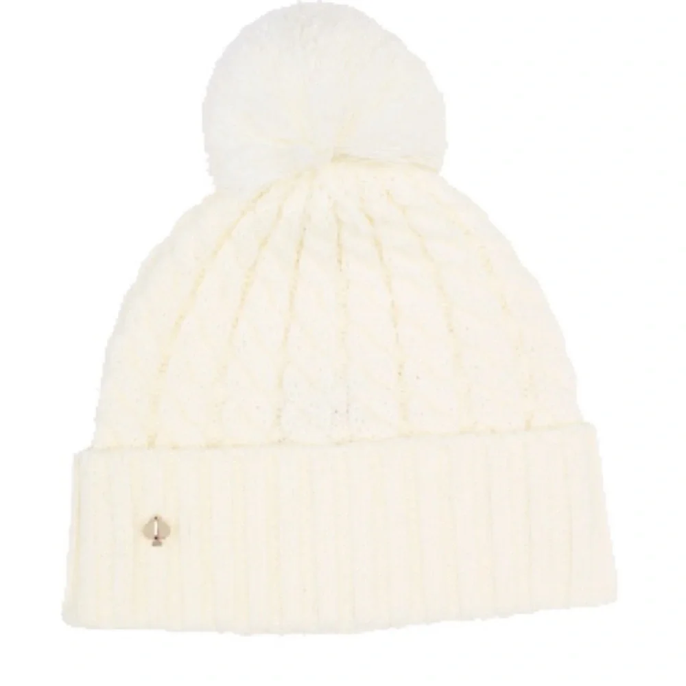 NEW! Kate Spade New York Cable knit Beanie and rib top pop mittens